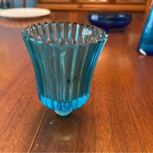 HOMCO RIBBED Horizon Blue Turquoise PEG Votive Cup Candle Holder W/GROMMET